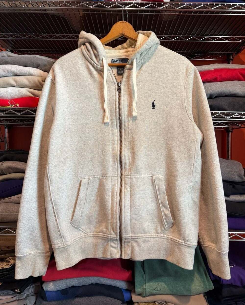 Polo Ralph Lauren Full Zip Hoodie Size XL Gray Cotton Blend